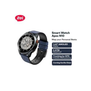 itel Apex N10 Smartwatch 1.43'' Amoled Digital Compass, 5ATM Waterproof, GPS Tracking, Anti-Cracking Glass,Multiple Sports Modes